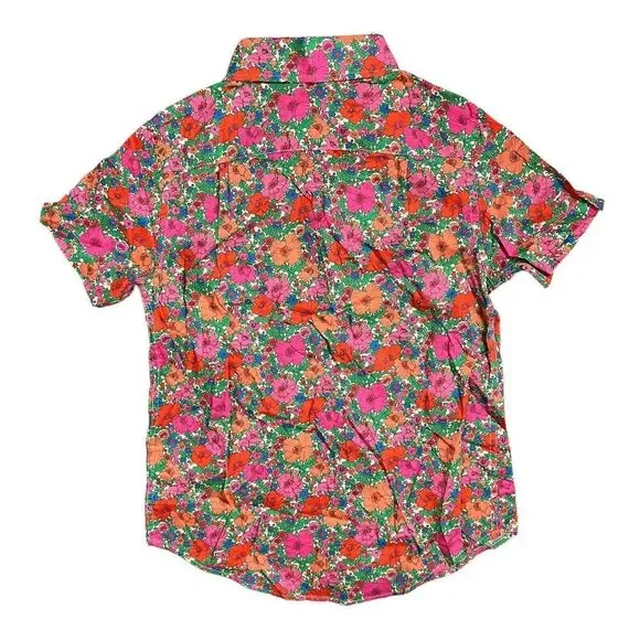 Crewcuts Shirt Boys 6-7 Button Down Floral Liberty Red Orange  Organic Cotton - Picture 7 of 8